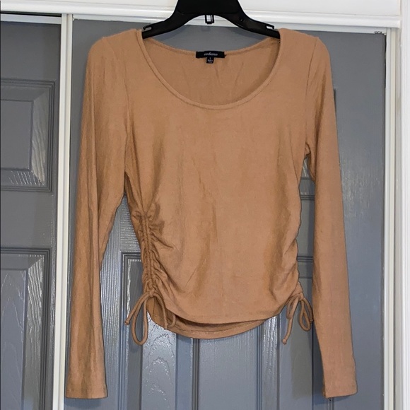 Ambiance Tops - Ambiance Brown Long Sleeve Top size Large